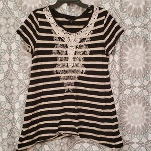 Womens black and grey short sleeve top